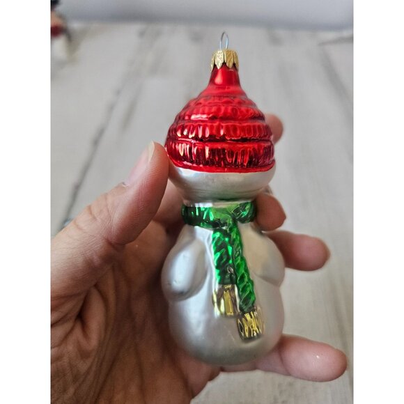 Vintage glass snowman Columbia blue green red Xmas tree - Picture 11 of 13